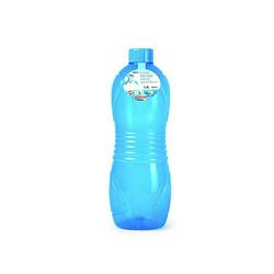 Foto van Plasticforte drinkfles/waterfles/bidon - 1000 ml - transparant/blauw - kunststof - drinkflessen