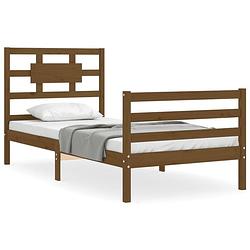 Foto van The living store houten bedframe - massief grenenhout - 205.5 x 105.5 x 100 cm - honingbruin