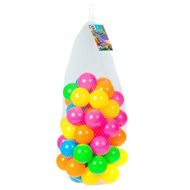 Foto van Kunststof ballenbak ballen 100x stuks 6 cm neon kleuren - speelgoed ballenbakballen gekleurd