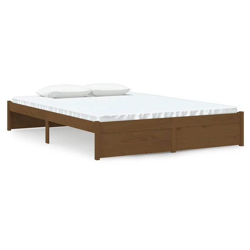 Foto van The living store houten bedframe - massief grenenhout - 195.5 x 145.5 x 31 cm - honingbruin