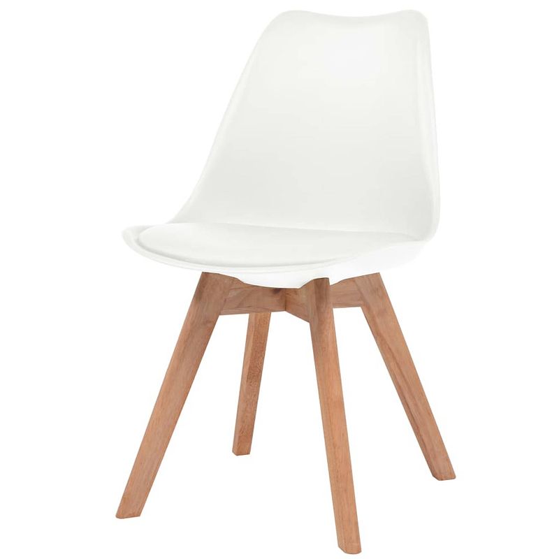 Foto van The living store eetkamerstoelen - set van 6 - kunststof/beukenhout - wit - 48x53x83cm