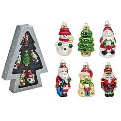 Foto van Set van 6 stuks kersthangers figuurtjes 8 cm kerstboomversiering - kersthangers