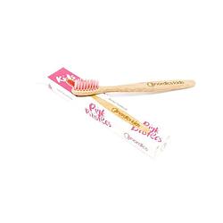 Foto van Nordics tandenborstel junior 17 cm bamboe/nylon bruin/roze