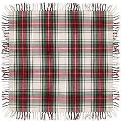 Foto van Unique living - tafelkleed xmas tartan - 90x90cm - white