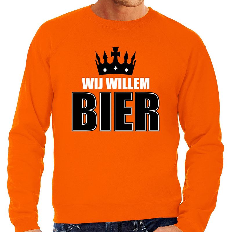 Foto van Grote maten wij willem bier sweater oranje voor heren - koningsdag truien 3xl - feesttruien