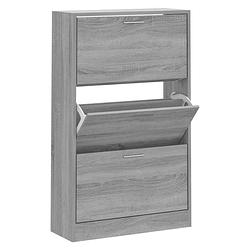 Foto van The living store schoenenkast - grijs sonoma eiken - 63 x 24 x 103 cm - 3 lades