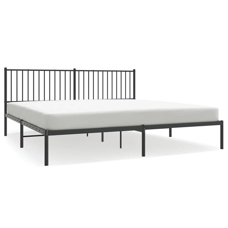 Foto van Vidaxl bedframe met hoofdbord metaal zwart 193x203 cm