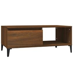 Foto van The living store salontafel industriële stijl - bewerkt hout - bruineiken - 90 x 50 x 36.5 cm