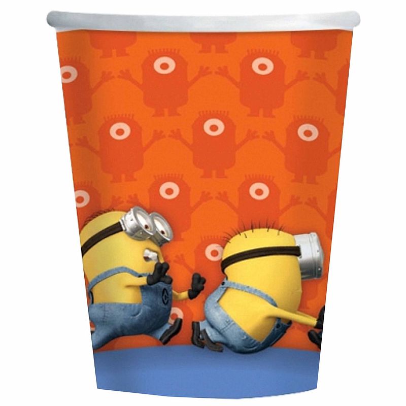 Foto van 8x minions bekertjes oranje karton 266 ml - feestbekertjes