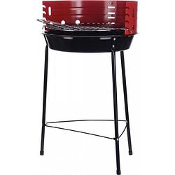 Foto van Bbq houtskoolbarbecue 34 x 75 cm staal zwart/rood