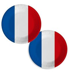 Foto van Frankrijk/franse vlag gebaksbordjes - 20x - karton - d23 cm - feestbordjes