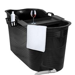 Foto van Lifebath - zitbad mira - bath bucket xl - inclusief badrek - 400l - ligbad 122 cm - zwart