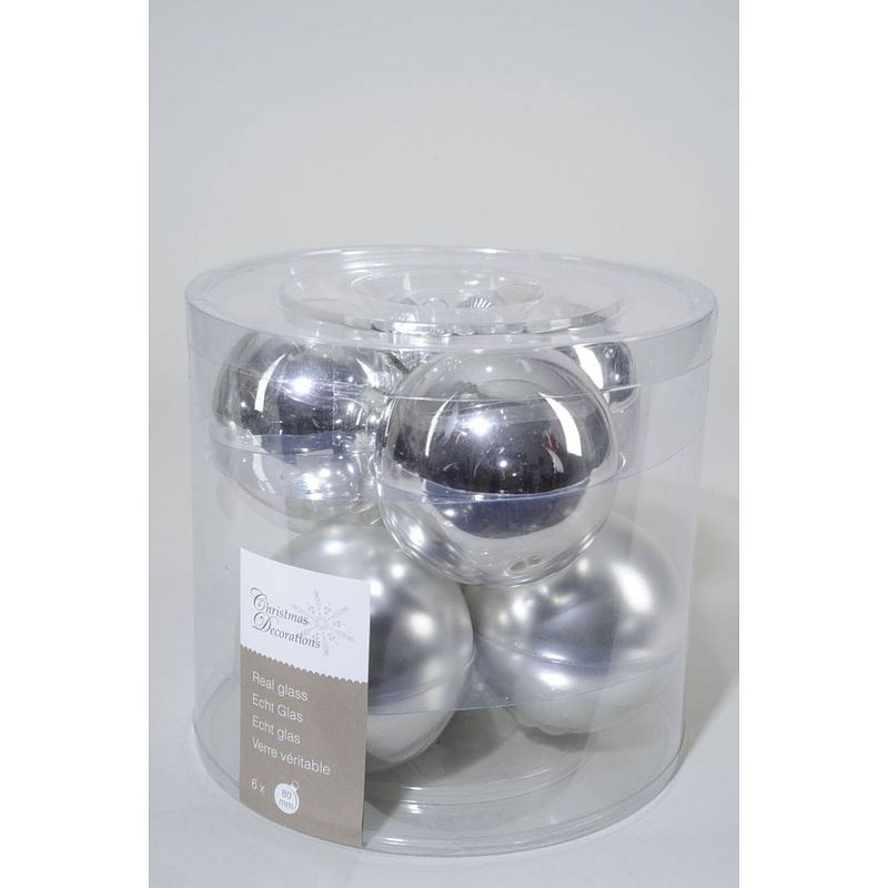 Foto van Decoris kerstballen glas 8cm zilver