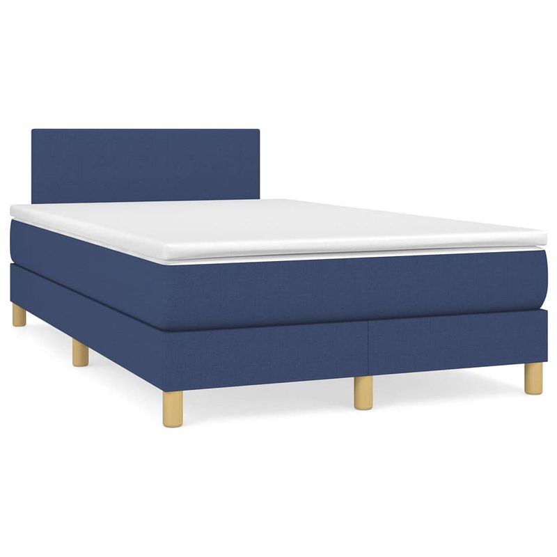 Foto van Vidaxl boxspring met matras stof blauw 120x200 cm