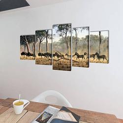 Foto van The living store 5-panelen canvas muurdruk set - 100x50 cm - zebra print