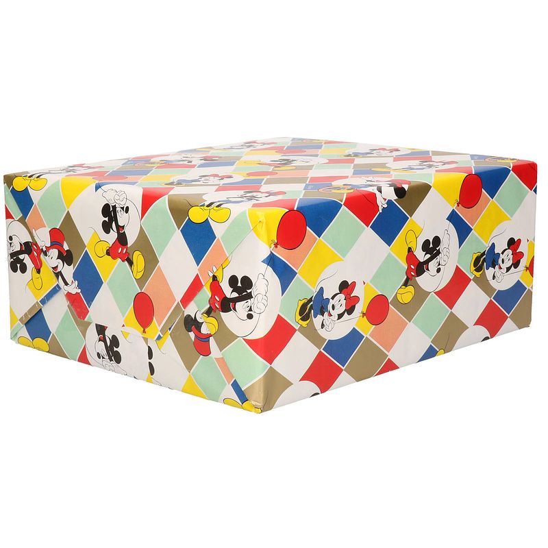 Foto van 3x rollen inpakpapier/cadeaupapier disney mickey en minnie mouse ballonnen 200 x 70 cm - cadeaupapier