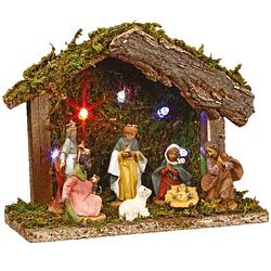 Foto van Complete verlichte kerststal inclusief kerststal beelden l18 x b8 x h13,5 cm - kerststallen