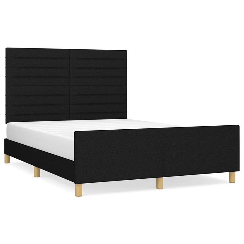 Foto van The living store bedframe - comfort - bedframe - 203 x 146 x 118/128 cm - zwart