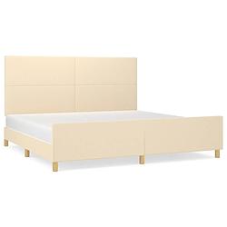 Foto van The living store bedframe crème 203x206x118/128 cm - verstelbaar hoofdeinde - multiplex lattenbodem - comfortabele