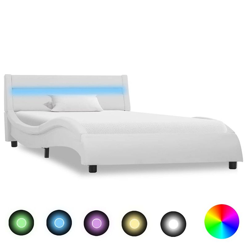 Foto van Vidaxl bedframe met led kunstleer wit 100x200 cm