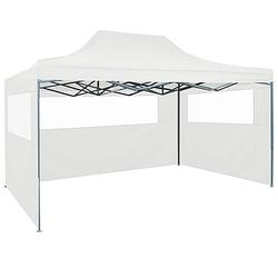 Foto van Vidaxl partytent met 3 zijwanden inklapbaar 3x4 m staal wit