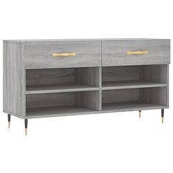 Foto van The living store schoenenbank - schoenenkast - grijs sonoma eiken - 102x35x55 cm - duurzaam materiaal