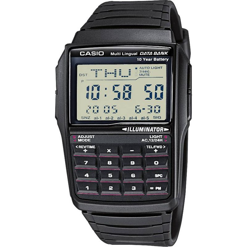 Foto van Casio quartz horloge dbc-32-1aes (l x b x h) 50.4 x 37.4 x 12 mm zwart materiaal (behuizing): hars materiaal (armband): hars