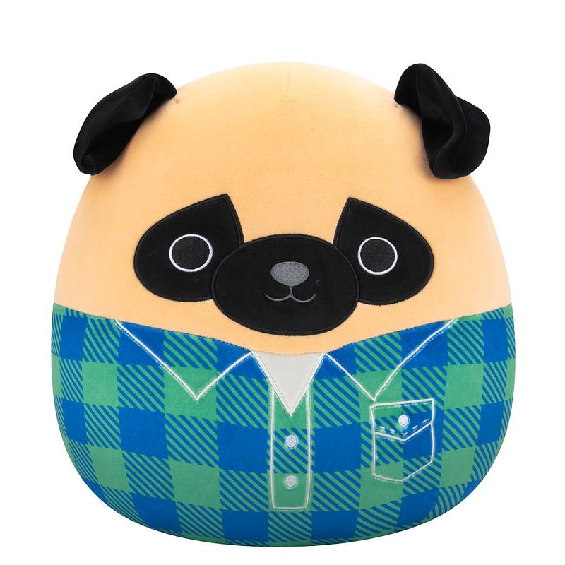 Foto van Squishmallows knuffel prince de bruine mopshond - 30 cm