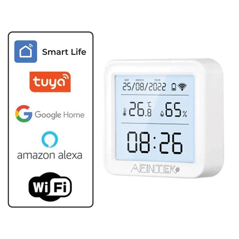 Foto van Afintek smart life wifi thermometer / hygrometer inclusief datum & tijd - usb-versie -