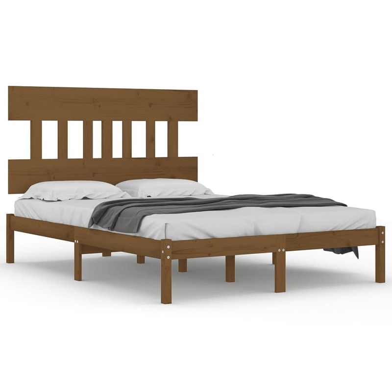 Foto van The living store bedframe massief hout honingbruin 150x200 cm 5ft king size - bed