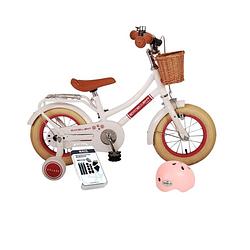 Foto van Volare kinderfiets excellent - 12 inch - wit - inclusief fietshelm + accessoires