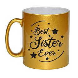 Foto van Gouden best sister ever cadeau koffiemok / theebeker 330 ml - feest mokken