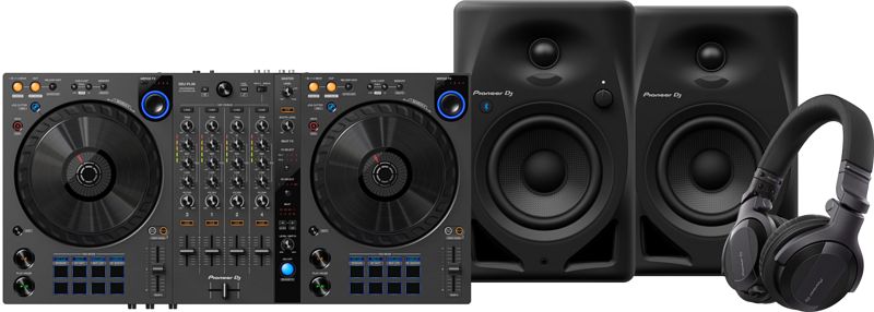 Foto van Pioneer dj ddj-flx6 + pioneer dj hdj-cue1 + pioneer dj dm-40d-bt zwart