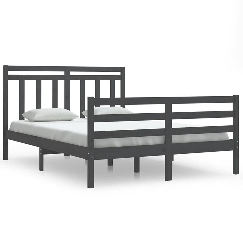 Foto van The living store bedframe grenenhout - 140 x 200 cm - grijs