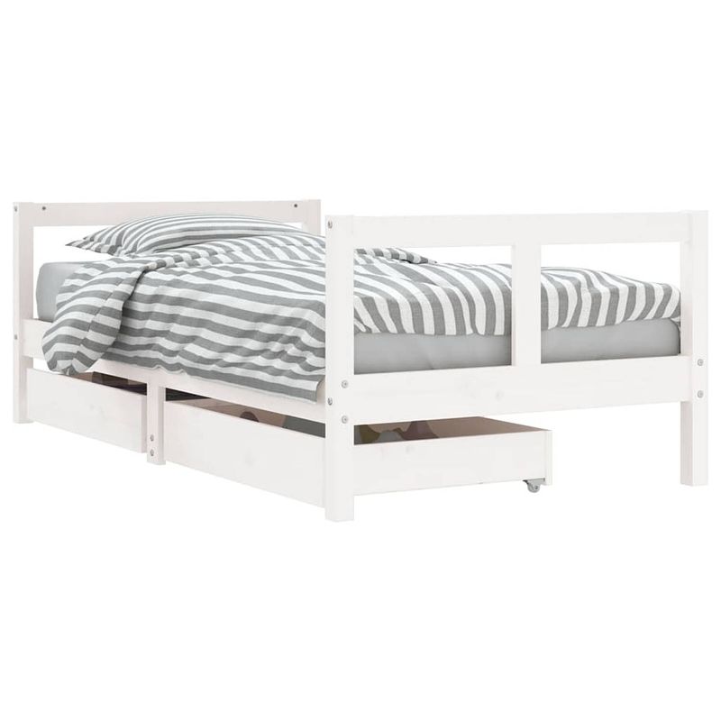 Foto van Vidaxl kinderbedframe met lades 80x160 cm massief grenenhout wit