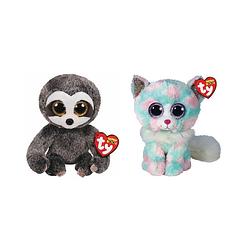 Foto van Ty - knuffel - beanie boo's - dangler sloth & opal cat