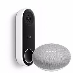 Foto van Google nest hello deurbel + nest mini speaker