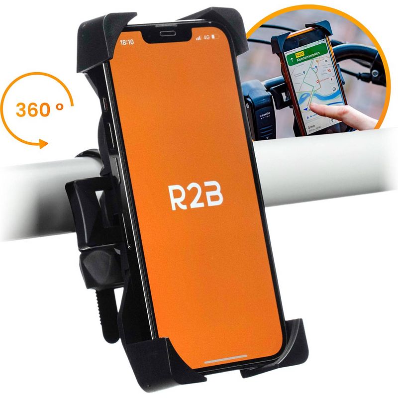 Foto van R2b telefoonhouder fiets met 360 graden rotatie - gsm houder fiets - universeel - fiets accessoires