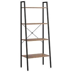 Foto van Vidaxl ladderrek met 4 schappen 56x35x140 cm donkerbruin en zwart