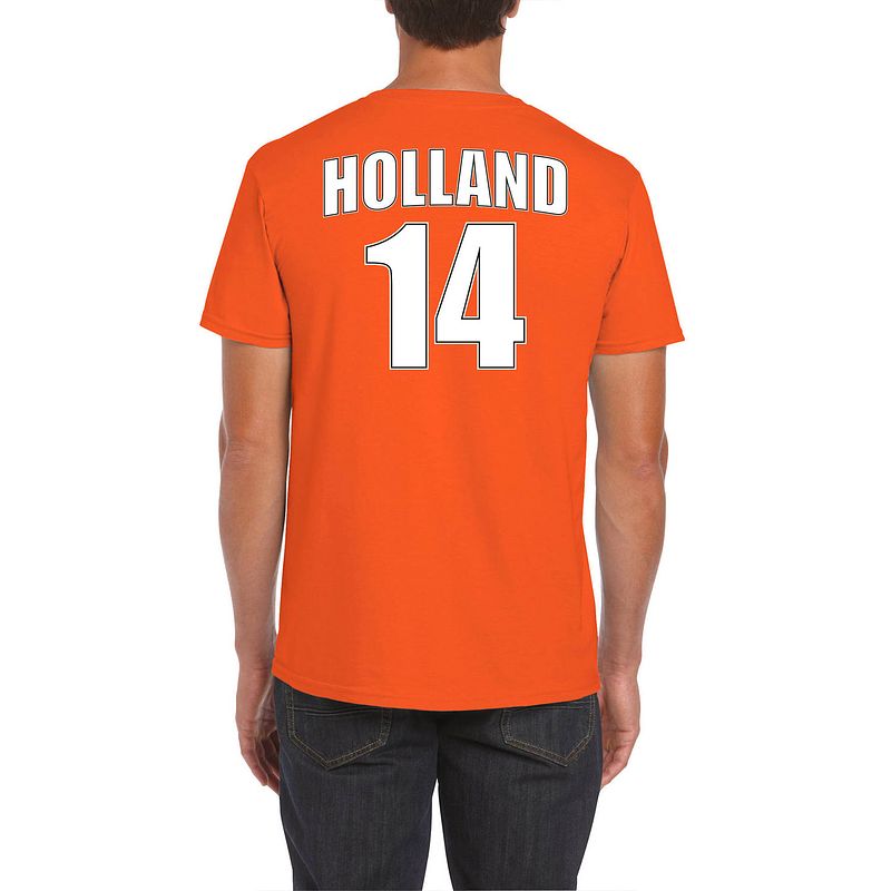 Foto van Holland shirt met rugnummer 14 - nederland fan t-shirt / outfit voor heren xl - feestshirts