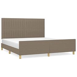 Foto van The living store bedframe - hoofdeinde - taupe - 203x186x118/128 cm - duurzaam materiaal - verstelbare hoogte -