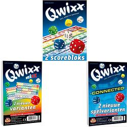 Foto van Spellenbundel - 3 stuks - dobbelspel - qwixx scoreblocks & qwixx mixx & qwixx connected