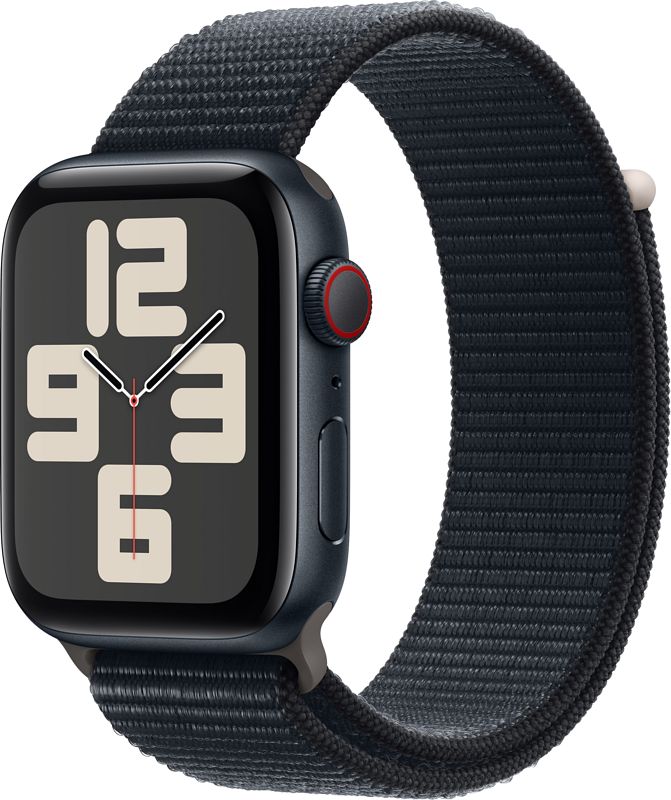 Foto van Apple watch se (2022) 4g 44mm midnight aluminium sport loop