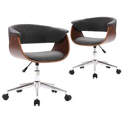 Foto van The living store draaibare eetkamerstoelen - set van 2 - grijs - 59.5 x 58 x (66-74) cm - comfortabele zitting -