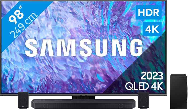 Foto van Samsung qled 98q80c (2023) + soundbar