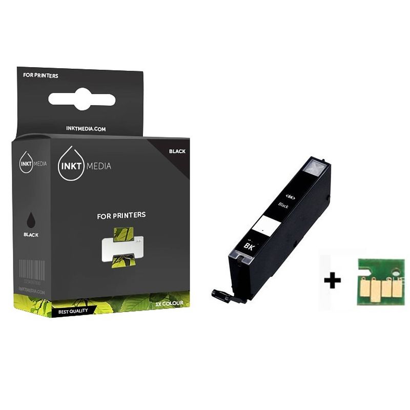 Foto van Inktmedia® -navulinkt - geschikt canon cli-571bk xl inktcartridge zwart hoge capaciteit - navul inkt - refill inkt