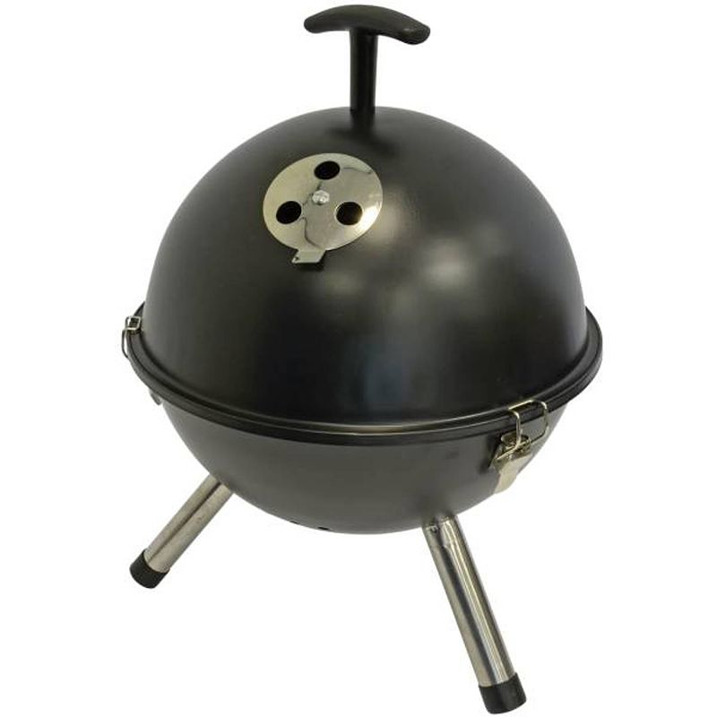 Foto van Compleet pakket: barbecue tafelmodel kogel, ø32cm zwart met houtskool en aanmaakblokjes