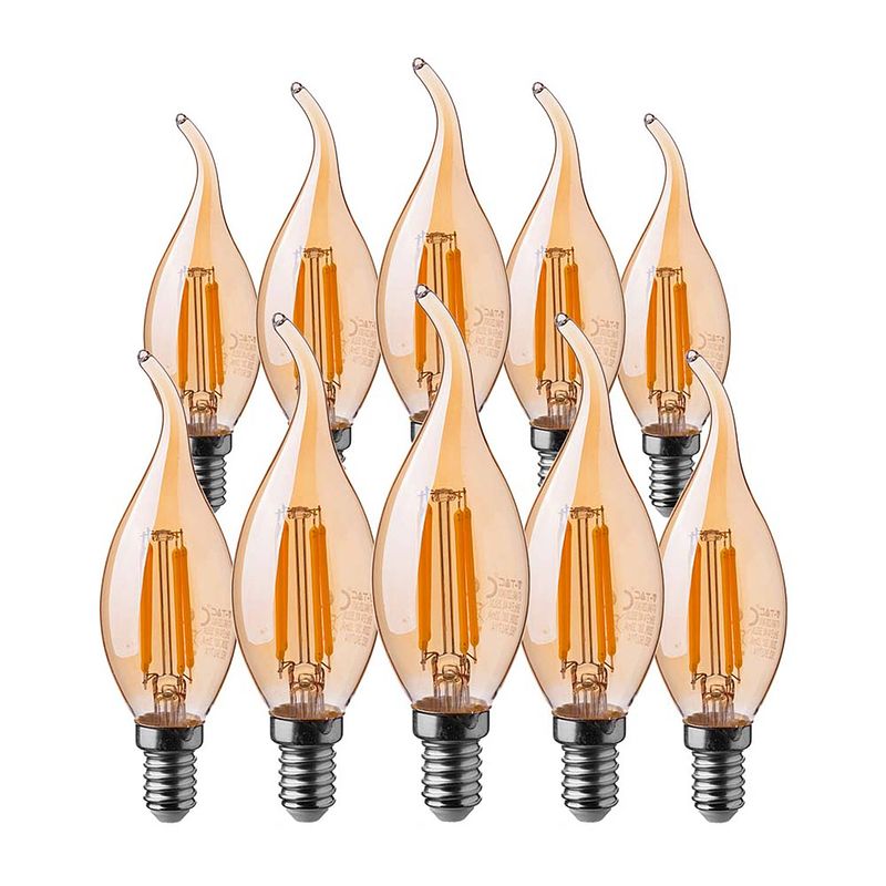 Foto van V-tac vt-1949 10-pack filament led lampen tip kaars - e14 - 4w - 350