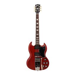 Foto van Gibson original collection sg standard faded '61 maestro vibrola vintage cherry satin elektrische gitaar met koffer