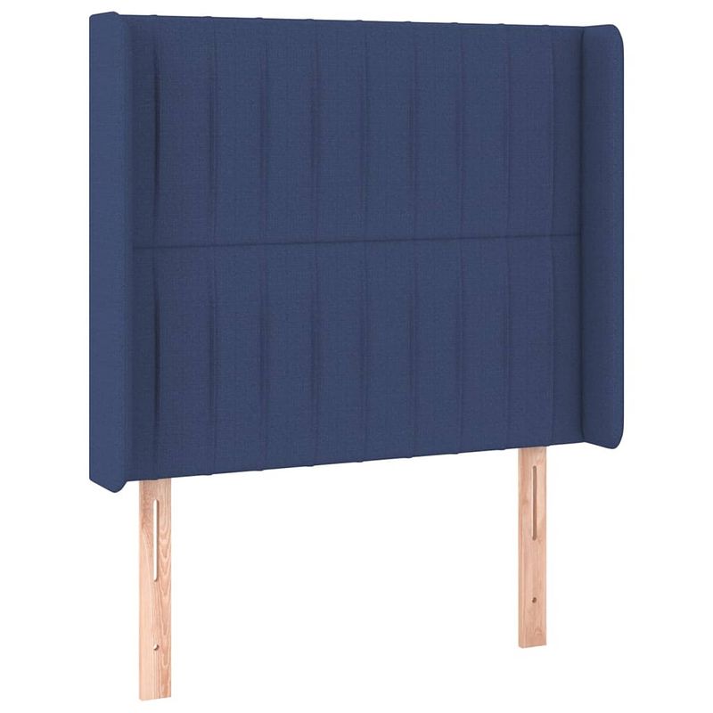 Foto van Vidaxl hoofdbord met randen 93x16x118/128 cm stof blauw